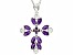 African Amethyst Rhodium Over Sterling Silver Cross Pendant With Chain 2.32ctw