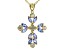 Blue Tanzanite 18k Yellow Gold Over Sterling Silver Cross Pendant With Chain 2.54ctw