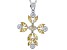 Yellow Citrine Rhodium Over Sterling Silver Cross Pendant With Chain 2.37ctw