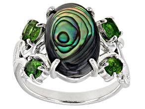 Multicolor Abalone Shell Sterling Silver Ring 0.67ctw
