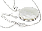 White Mother-Of-Pearl Rhodium Over Silver Tree Of Life Pendant Chain 0.75ctw