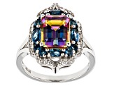 Multi Color Quartz Rhodium Over Silver Ring 2.94ctw