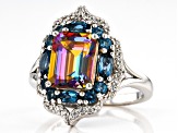 Multi Color Quartz Rhodium Over Silver Ring 2.94ctw