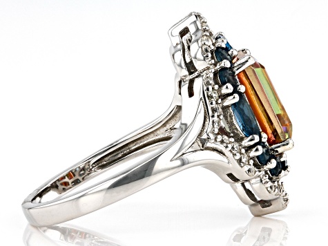 Multi Color Quartz Rhodium Over Silver Ring 2.94ctw