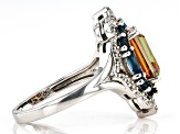 Multi Color Quartz Rhodium Over Silver Ring 2.94ctw