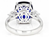 Blue Lab Created Spinel Rhodium Over Silver Ring 5.25ctw