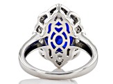 Blue Lab Created Spinel Rhodium Over Sterling Silver Ring 4.19ctw