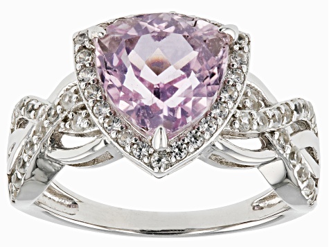 Pink Kunzite Rhodium Over Sterling Silver Ring 3.52ctw