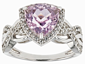 Pink Kunzite Rhodium Over Sterling Silver Ring 3.52ctw