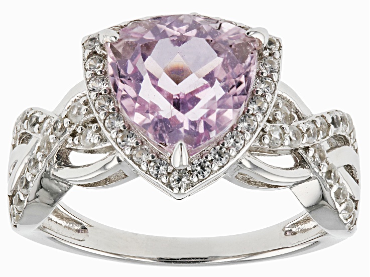 Pink Kunzite Rhodium Over Sterling Silver Ring 3.52ctw