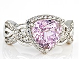 Pink Kunzite Rhodium Over Sterling Silver Ring 3.52ctw