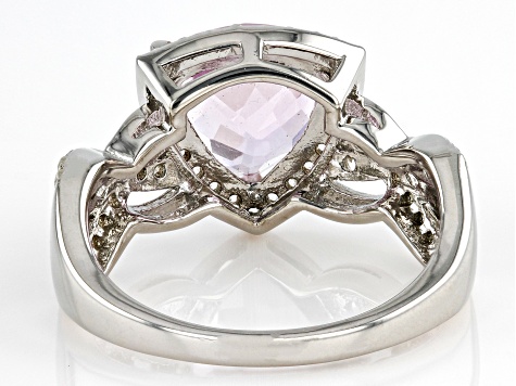 Pink Kunzite Rhodium Over Sterling Silver Ring 3.52ctw