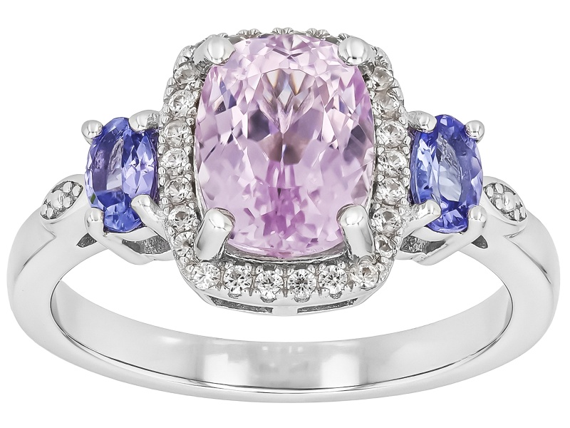 Pink Kunzite Rhodium Over Sterling Silver Ring 3.09ctw