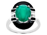 Green Onyx Rhodium Over Sterling Silver Ring