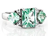 Green Lab Created Spinel Rhodium Over Sterling Silver Ring 3.01ctw