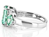 Green Lab Created Spinel Rhodium Over Sterling Silver Ring 3.01ctw
