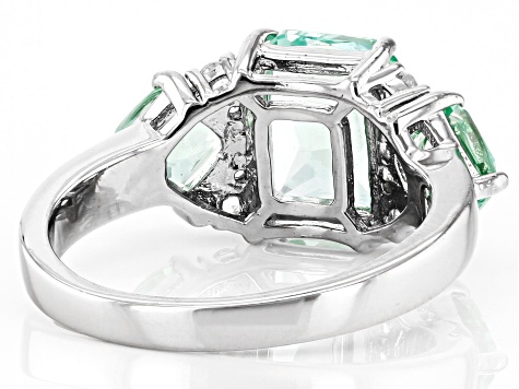 Green Lab Created Spinel Rhodium Over Sterling Silver Ring 3.01ctw