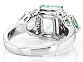 Green Lab Created Spinel Rhodium Over Sterling Silver Ring 3.01ctw