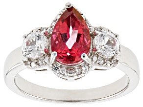Pink Danburite Rhodium Over Sterling Silver Ring 1.67ctw