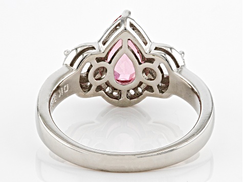 Pink Danburite Rhodium Over Sterling Silver Ring 1.67ctw