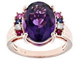 Purple African Amethyst 18k Rose Gold Over Sterling Silver Ring 4.78ctw