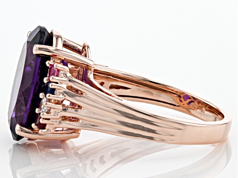 Purple African Amethyst 18k Rose Gold Over Sterling Silver Ring 4.78ctw