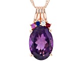 African Amethyst 18k Rose Gold Over Sterling Silver Pendant With Chain 5.00ctw
