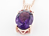 African Amethyst 18k Rose Gold Over Sterling Silver Pendant With Chain 5.00ctw