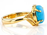 Blue Sleeping Beauty Turquoise 18k Yellow Gold Over Sterling Silver Solitaire Ring