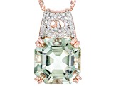 Green Prasiolite 18k Rose Gold Over Sterling Silver Pendant With Chain 12.29ctw