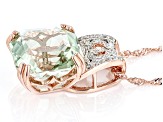 Green Prasiolite 18k Rose Gold Over Sterling Silver Pendant With Chain 12.29ctw
