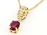 Red Mahaleo® 18k Yellow Gold Over Sterling Silver Solitaire Pendant With Chain 1.45ct