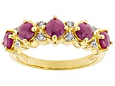 Red Indian Ruby 18k Yellow Gold Over Sterling Silver Band Ring 1.59ctw