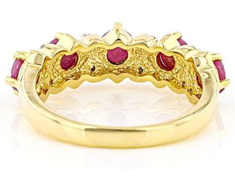 Red Indian Ruby 18k Yellow Gold Over Sterling Silver Band Ring 1.59ctw