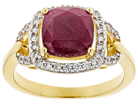 Red Ruby 18k Yellow Gold Over Sterling Silver Ring 3.32ctw