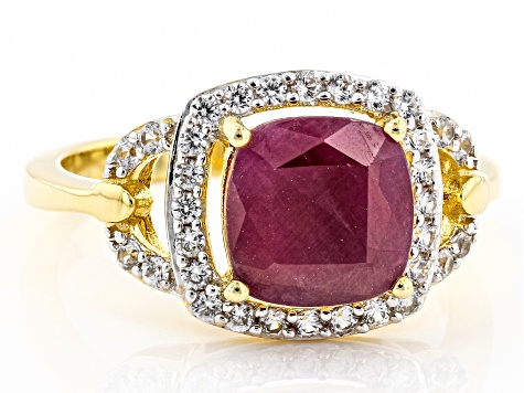 Red Ruby 18k Yellow Gold Over Sterling Silver Ring 3.32ctw