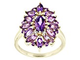 Amethyst 18k Yellow Gold Over Sterling Silver Cluster Ring 2.08ctw