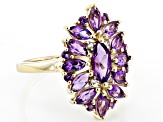 Amethyst 18k Yellow Gold Over Sterling Silver Cluster Ring 2.08ctw