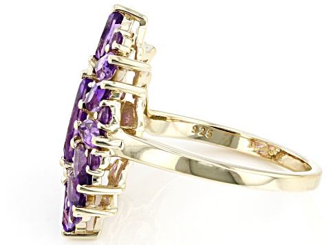Amethyst 18k Yellow Gold Over Sterling Silver Cluster Ring 2.08ctw