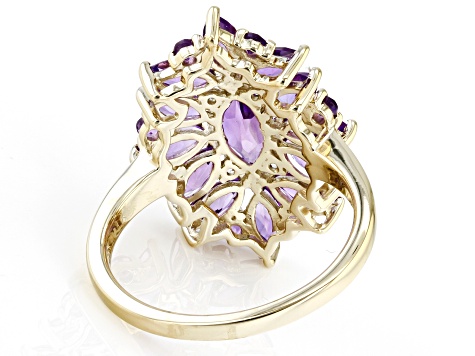 Amethyst 18k Yellow Gold Over Sterling Silver Cluster Ring 2.08ctw