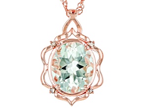 Green Prasiolite 18k Rose Gold Over Sterling Silver Pendant With Chain 3.01ctw