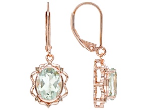 Green Prasiolite 18k Rose Gold Over Sterling Silver Dangle Earrings 3.16ctw