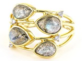 Gray Labradorite 18k Yellow Gold Over Sterling Silver Ring