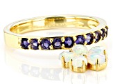 Purple Iolite 18k Yellow Gold Over Sterling Silver Charm Ring 0.74ctw