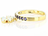 Purple Iolite 18k Yellow Gold Over Sterling Silver Charm Ring 0.74ctw