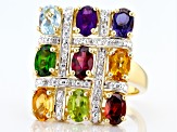 Multi Gem 18k Yellow Gold Over Sterling Silver Ring 4.15ctw