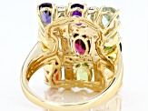 Multi Gem 18k Yellow Gold Over Sterling Silver Ring 4.15ctw