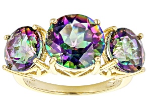 Multi-Color Quartz 18k Yellow Gold Over Sterling Silver Ring 6.10ctw