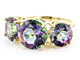 Multi-Color Quartz 18k Yellow Gold Over Sterling Silver Ring 6.10ctw