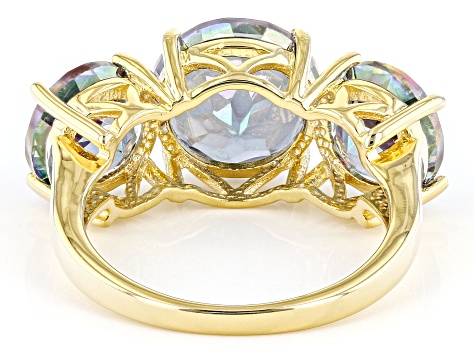 Multi-Color Quartz 18k Yellow Gold Over Sterling Silver Ring 6.10ctw